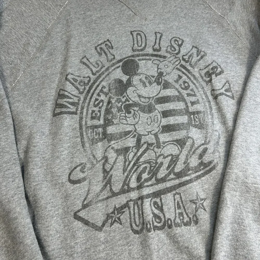Disney Parks Authentic Original Mickey Mouse Raglan Sweatshirt, Gray, Size Large - Picture 4 of 14